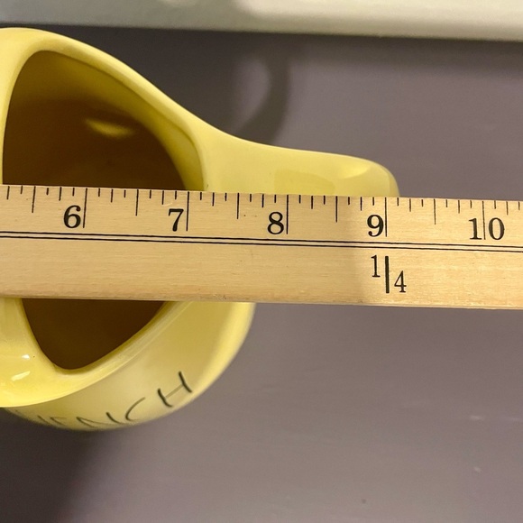 RAE DUNN Water Pitcher Yellow QUENCH Planter Plants Home Decor Garden Artisan - Picture 7 of 8